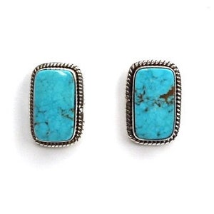 Handmade Sonoran Turquoise 925 Sterling Silver Post earrings