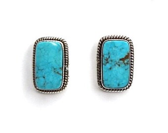 Handmade Sonoran Turquoise 925 Sterling Silver Post earrings