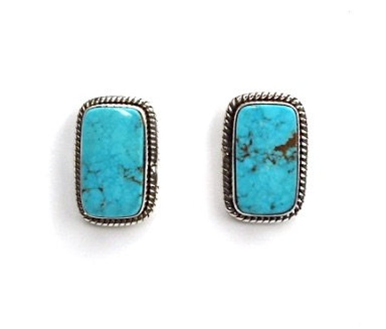 Handmade Sonoran Turquoise 925 Sterling Silver Post earrings image 1