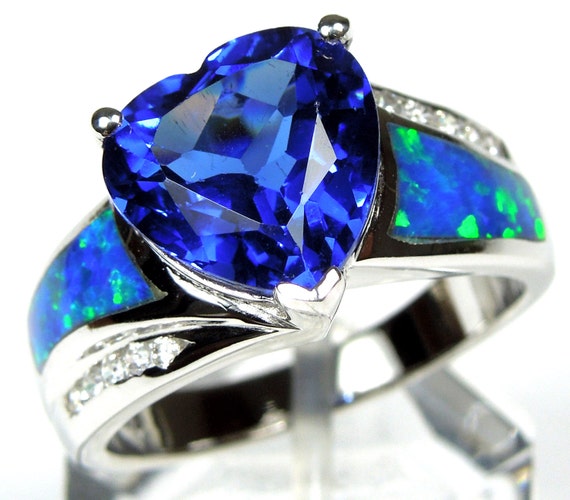 Details about   Tanzanite & Blue Fire Opal Inlay Solid 925 Sterling Silver Ring Size 6,7,8,9