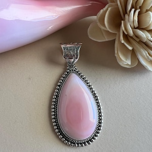 Pink Queen Conch Shell Sterling Silver Teardrop Pendant