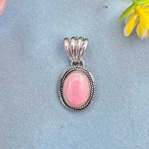 Pink Conch Shell & 925 Sterling Silver Pendant
