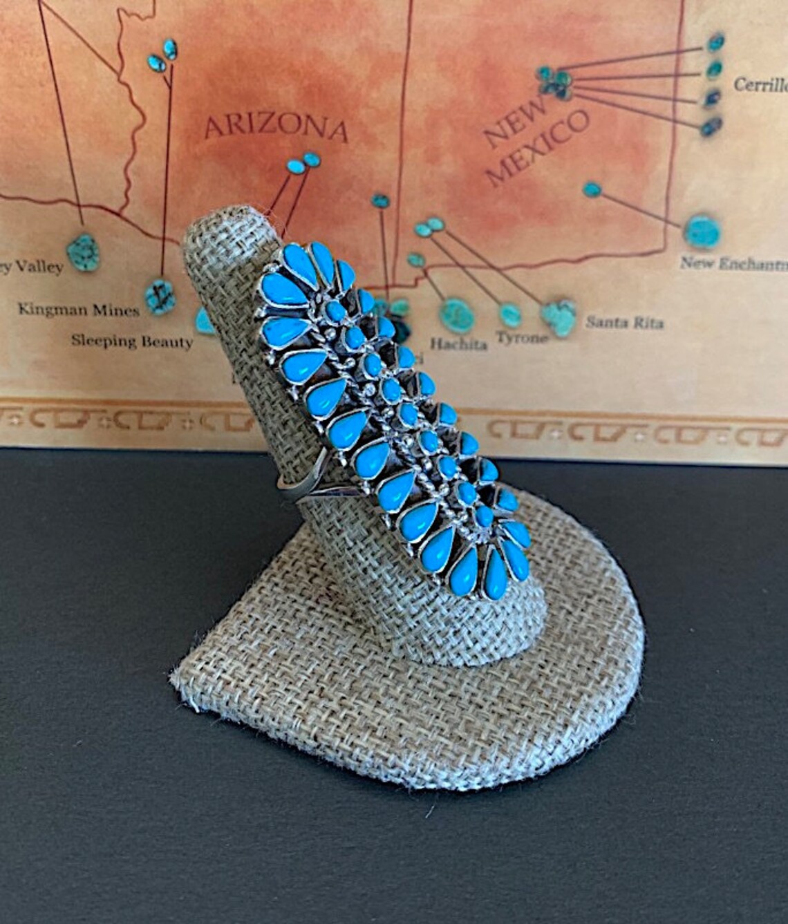 Huge Petit Point Sleeping Beauty Turquoise 925 Sterling Silver ...