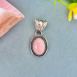 Pink Conch Shell & 925 Sterling Silver Pendant