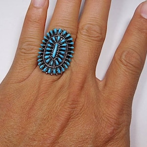 Sleeping Beauty Turquoise Petit Point Adjustable Ring Sterling Silver ...
