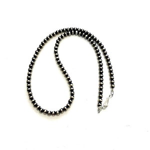 Handmade 4mm Navajo Pearl sterling Silver Beads Necklace 16&#39;&#39; Long