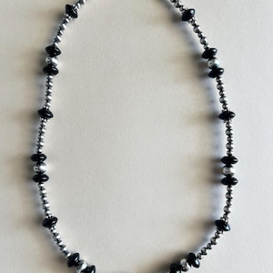 Sterling Silver Navajo Pearl Beads and Black Onyx Necklace