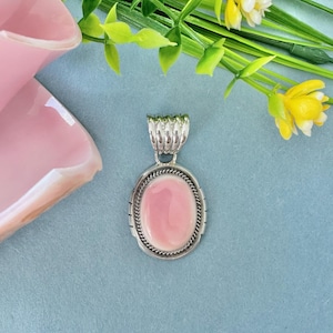Handcrafted Pink Queen Conch Shell Sterling Silver Pendant