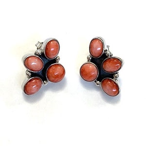 Genuine Spiny Oyster & 925 Sterling Silver Southwestern Earrings