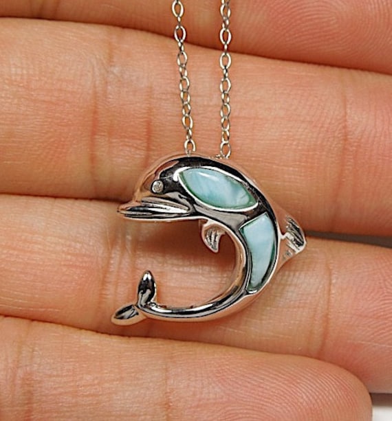 18'' Silver Chain Natural AAA Dominican Larimar Inlay 925