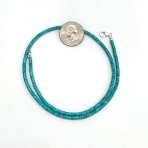 Genuine Kingman Heishi Turquoise and sterling silver necklace 17&#39;&#39; long