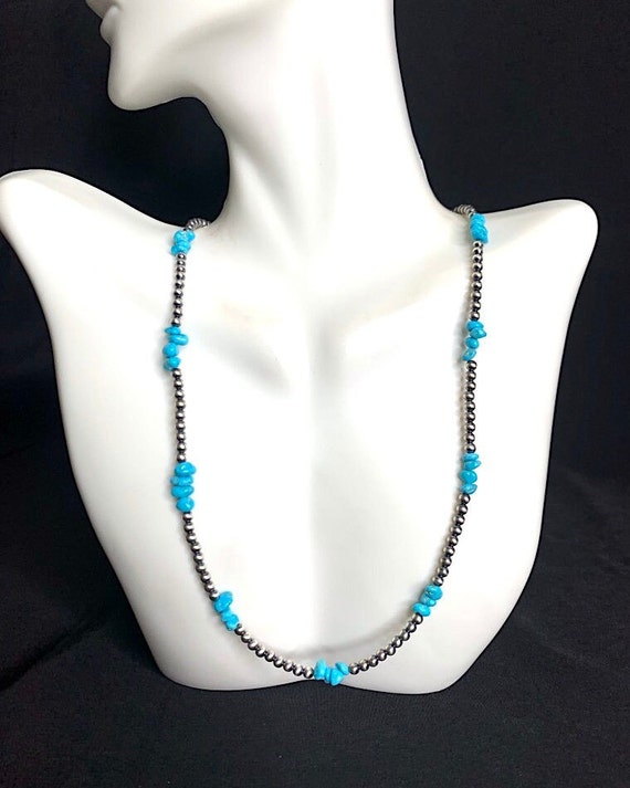 Very Rare Navajo Easter Blue Turquoise Long Cone Vintage Navajo Native American Jewelry Silver Necklace Very Rare Navajo Easter Blue Turquoise Long Cone Vintage Navajo Native American Jewelry Silver Necklace