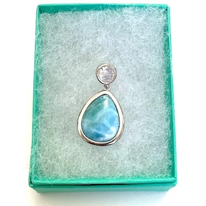 Cute AAA Larimar Inlay 925 Sterling Silver Pendant