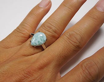 925 スターリングシルバー 純正ドミニカ共和国 ブルー ラリマー