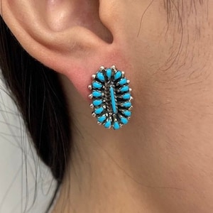 Petit Point Sleeping Beauty Turquoise 925 Sterling Silver Southwest ...