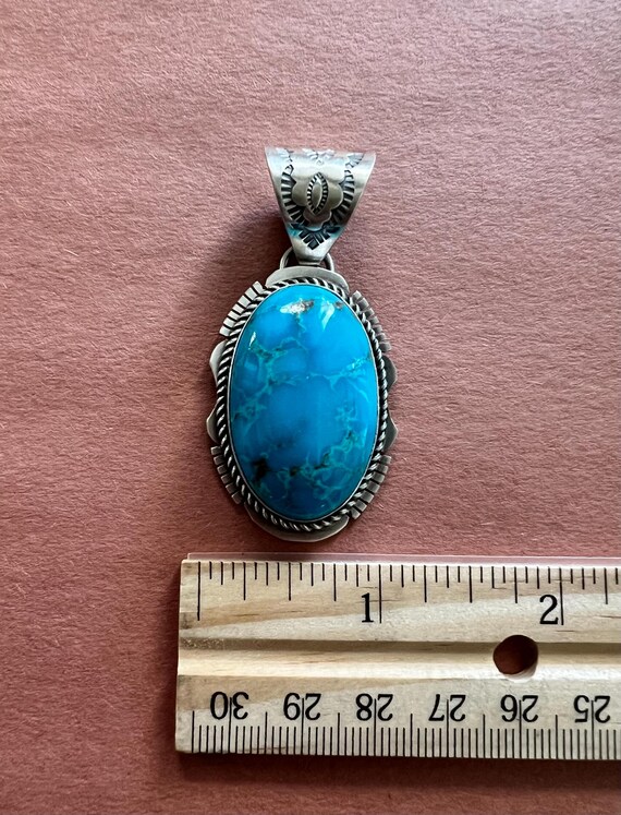 Large Lone Mountain Turquoise 925 Sterling Silver Pendant - Etsy