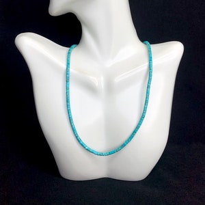 Genuine Heishi Kingman Turquoise and sterling silver necklace 16&#39;&#39; long