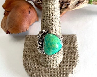 Natural Carico lake Turquoise Ring size 10. High Quality stone, 925 Sterling Silver