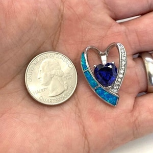 Tanzanite and Blue Fire Opal inlay 925 Sterling Silver 18&quot; Necklace