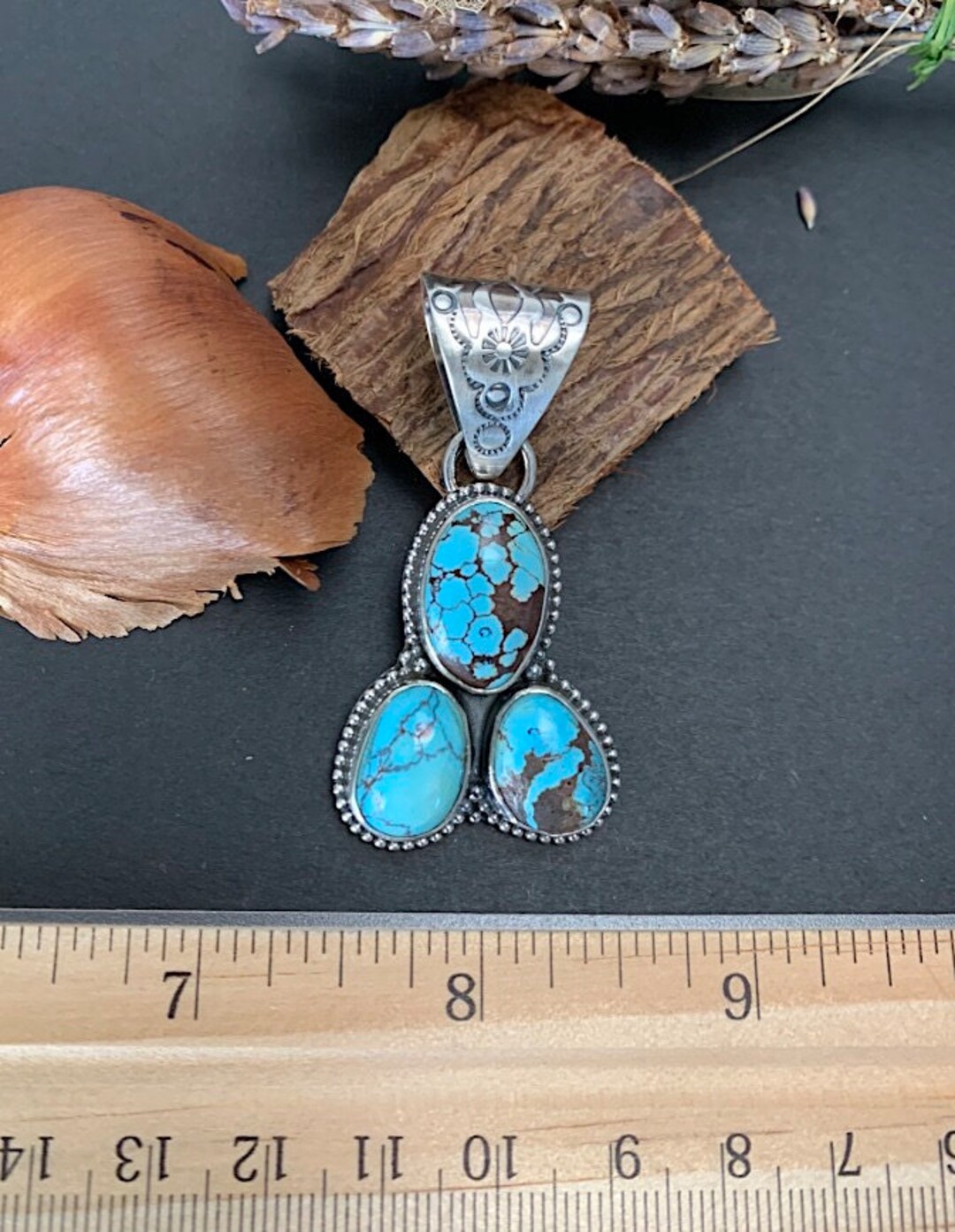 Genuine Drycreek Turquoise Southwest Pendant Necklace Navajo Made