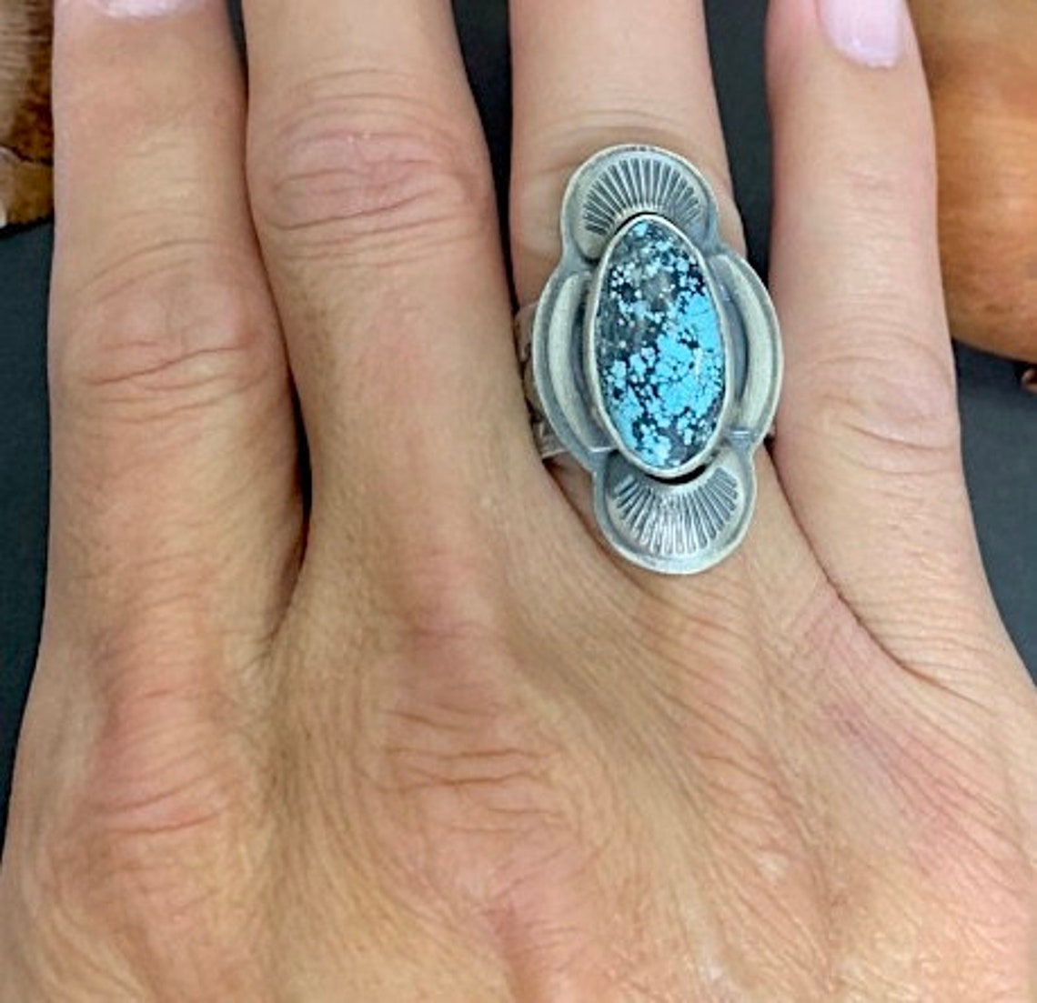 Kingman Turquoise Southwestern Ring Size 8. 925 Sterling Silver - Etsy