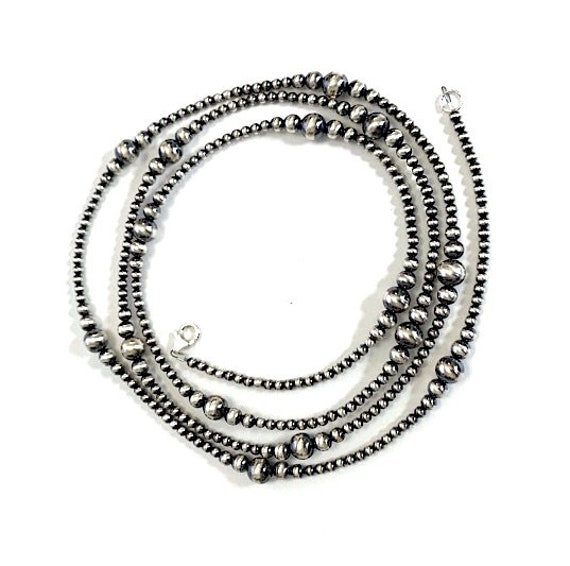 Handmade Navajo Pearl Sterling Silver Beads Necklace 16