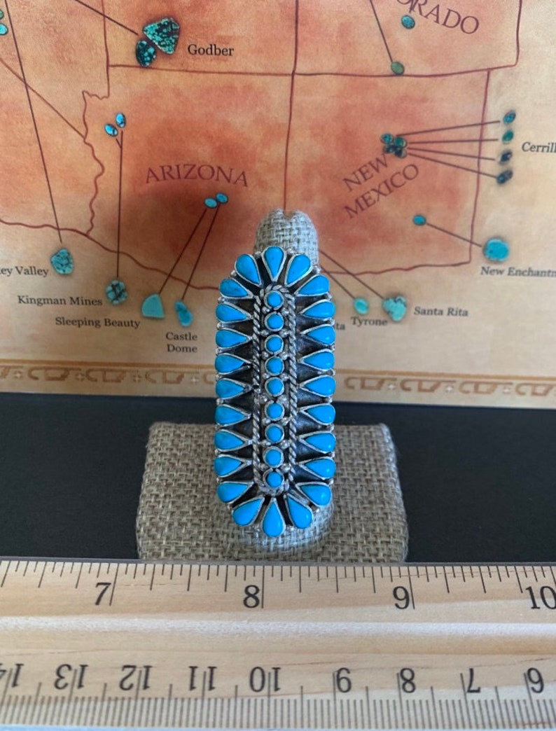 Huge Petit Point Sleeping Beauty Turquoise 925 Sterling Silver ...