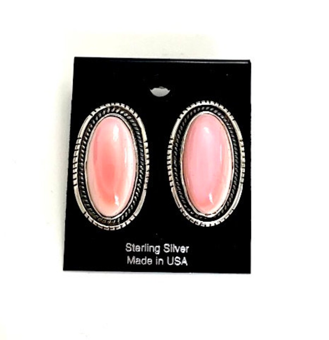 Sterling and Pink Conch Earrings main image 0