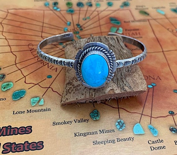 Sonoran Turquoise Stacking Cuff Bracelet/ Navajo … - image 1