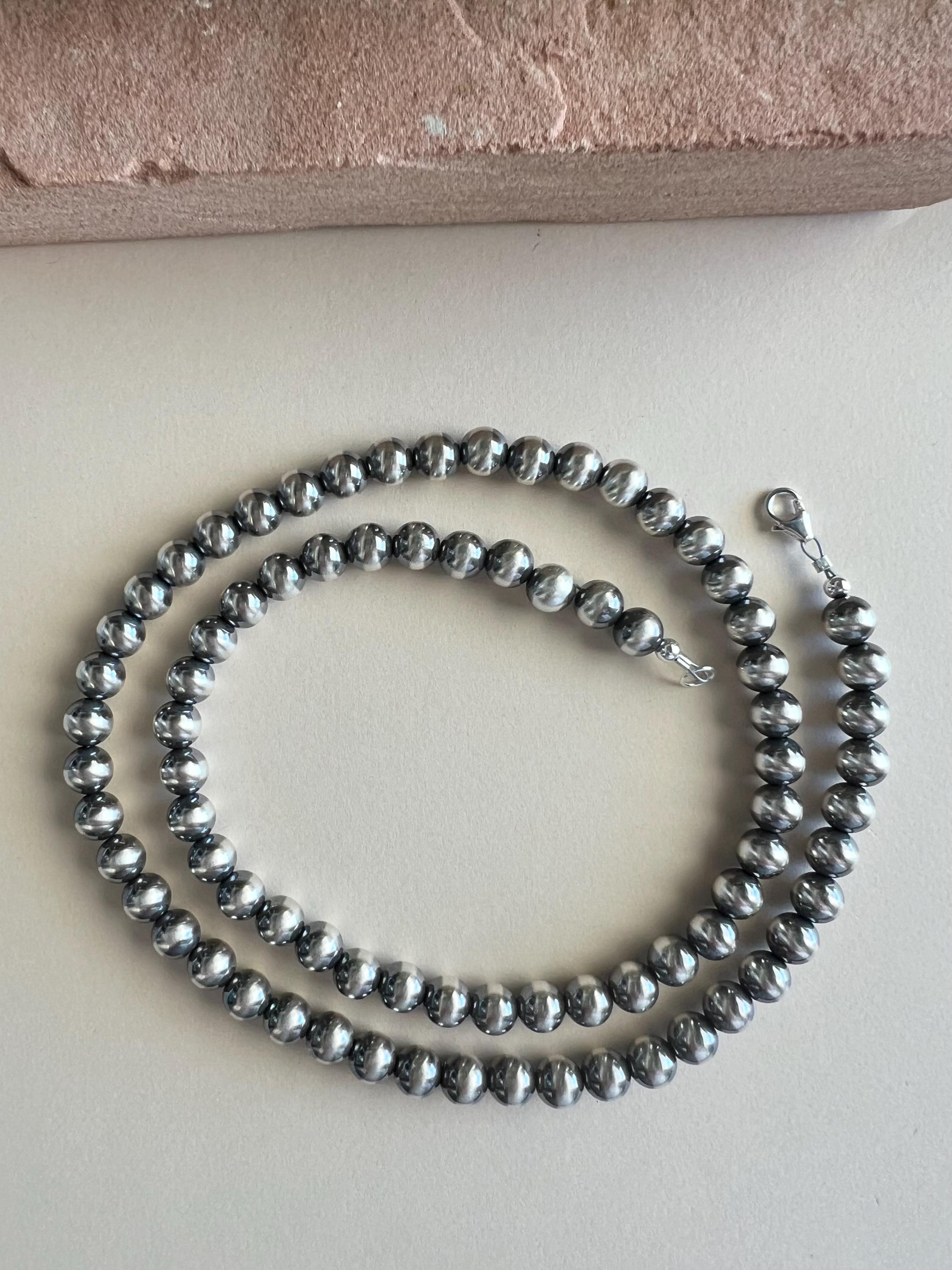 ハンドメイド 8 mm ナバホ パール スターリング シルバー ビーズ 