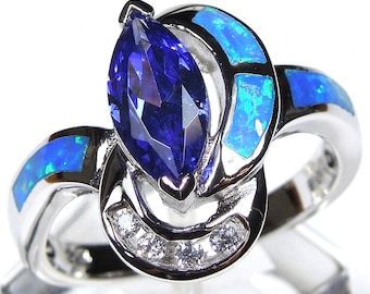 Sterling Silber Natürlicher Regenbogen Opal Amethyst Zierlicher
