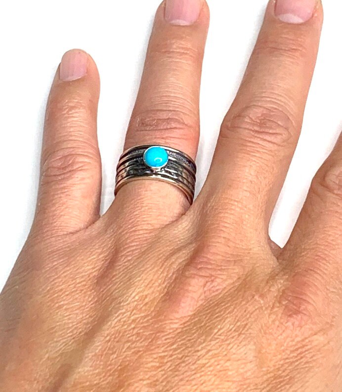 Sleeping Beauty Turquoise 925 Sterling Silver Southwestern Ring Size 6 ...