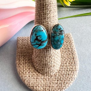 Handmade Blue Gem Turquoise 925 Sterling Silver Ring Size 9