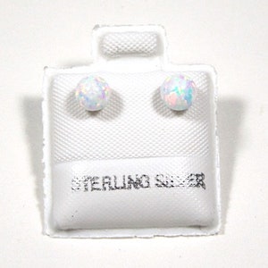 4mm Round White Fire Opal Genuine 925 Sterling silver stud post earrings