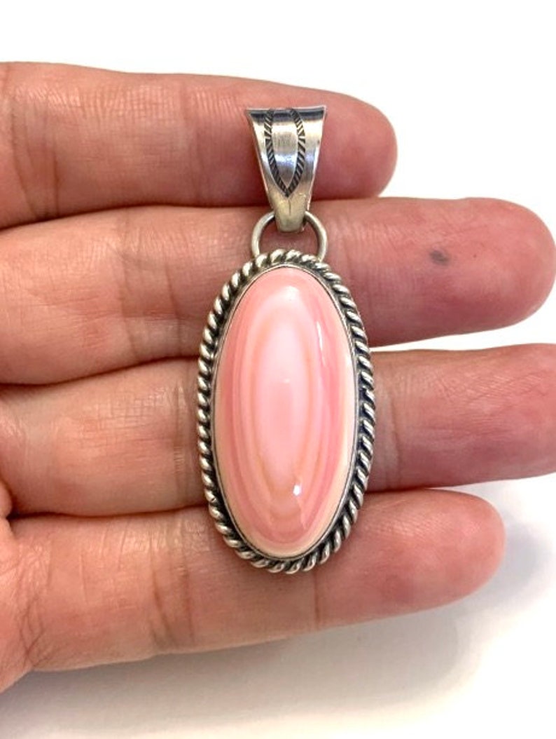 Pink Conch & Sterling Silver Pendant. Chain is Not Included. Etsy