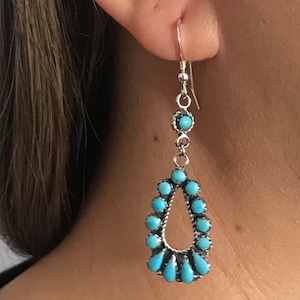 Turquoise 925 Sterling Silver Southwestern Earrings