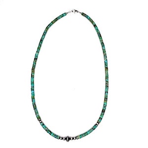 Genuine Heishi Turquoise and Navajo Pearl Sterling Silver Necklace 18&quot;
