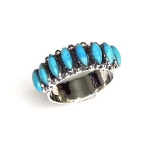 Sleeping Beauty Turquoise 925 Sterling Silver Band Ring sizes 6, 7, 8, 9, 10