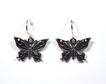925 Sterling Silver Butterfly Earrings. Handmade in USA