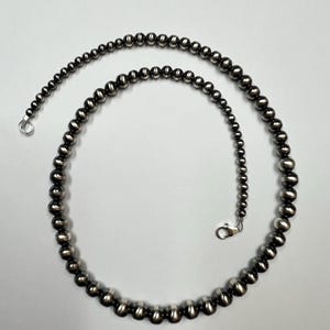 ハンドメイド グラデーション ナバホパール スターリングシルバー ビーズネックレス 長さ20インチ
