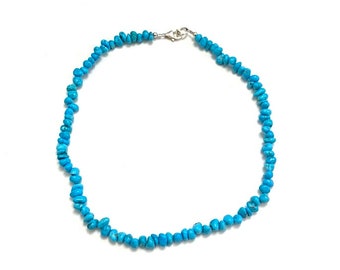 Natural High Quality Sleeping Beauty Turquoise Nugget Necklace Sterling Silver 17" or 18"