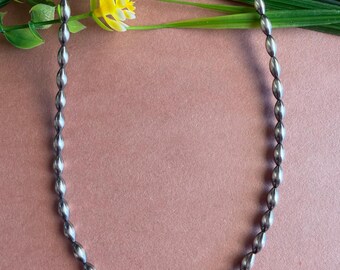 Sterling Silver Oxidized Torpedo Beads Necklace 18'' Long