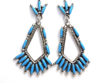 Sleeping Beauty Turquoise, Petit Point, 925 Sterling Silver Chanderlier ...