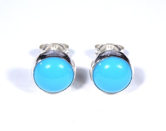 Handmade 6mm Round Sleeping Beauty Turquoise Genuine 925 Sterling