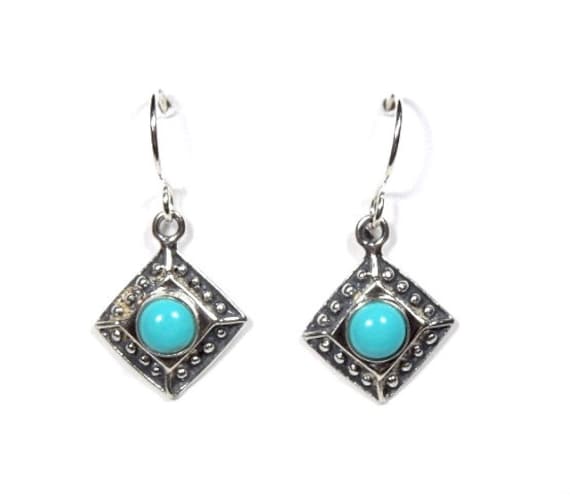 Native American Silver & Turquoise Earrings (65bc63) - Mission Del Rey  Southwest