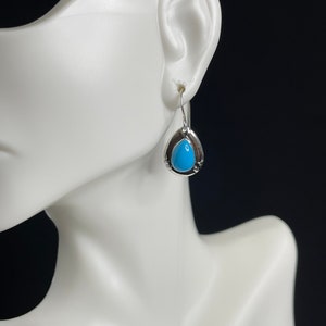 Sterling Silver Blue Sleeping Beauty Turquoise Dangle Teardrop Pierced