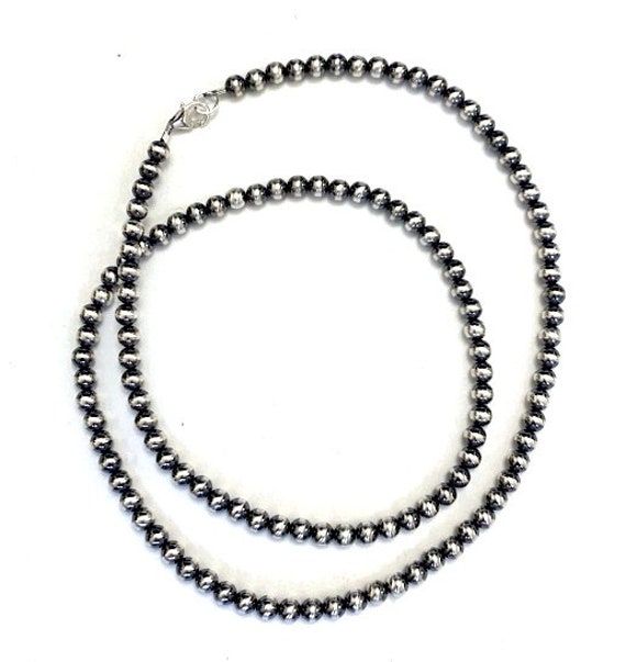 ナバホパール ビーズネックレス シルバー系 ナバホパール ビーズネックレス シルバー925 インディアンジュエリー