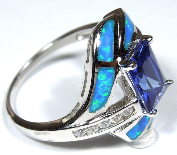 FT-Ring Charming Heart Purple Fire Opal Vintage Ring Jewelry for Women Wedding Engagement Rings