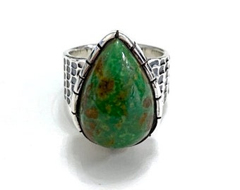 Natural Carico lakeTurquoise Ring size 9. Navajo Made Natural High Quality stone, 925 Sterling Silver