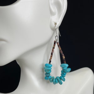 Santo Domingo Kingman Turquoise 925 Sterling Silver Dangle Earrings